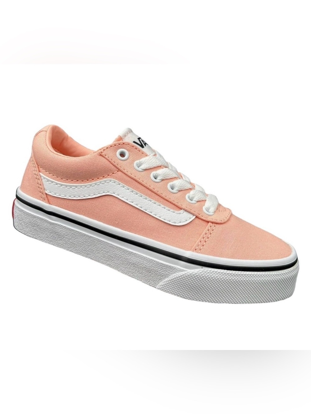 Vans - Peach Canvas Low Top Sneakers with White Stripe